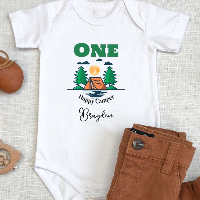 Body Para Bebé Happy Camper Bodysuit Kids 1st Birthday Party (Subido por el creador)