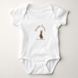 Body Para Bebé Happy Easter brown bunny with eggs love add name 