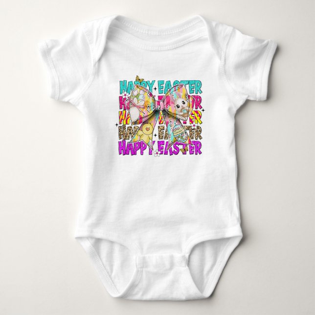 Body Para Bebé Happy Easter Bunny Coquette Bow (Anverso)