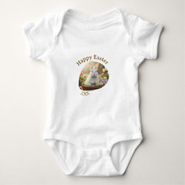 Body Para Bebé Happy Easter white bunny year photo family name 