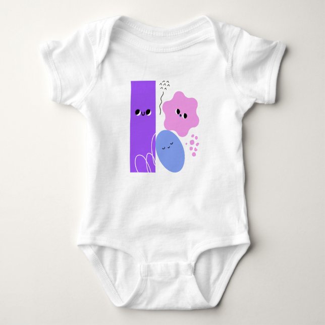 Body Para Bebé Happy Geometric Shapes Purple (Anverso)