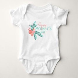 Body Para Bebé Happy mother's day text flowers bird