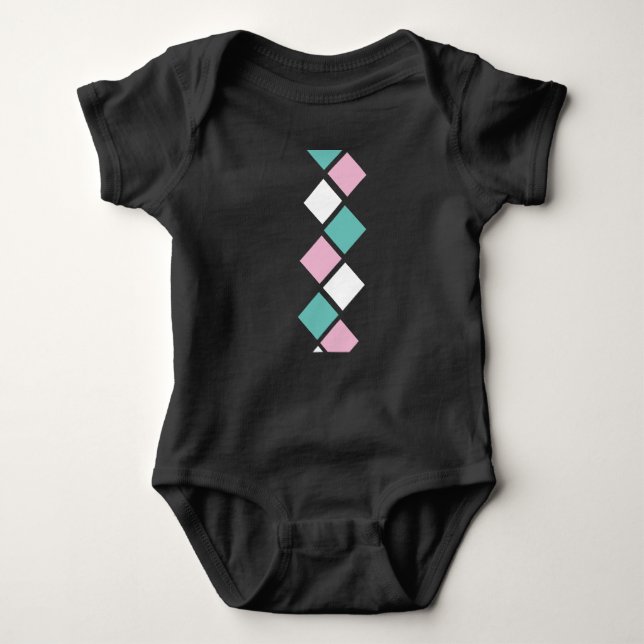 Body Para Bebé Harlequin Baby Bodysuit (Negro, Aqua y Rosa) (Anverso)
