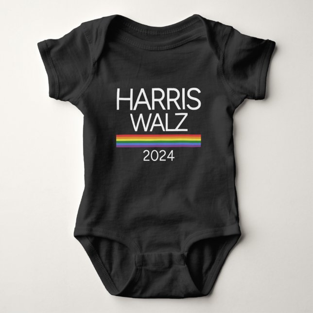 Body Para Bebé Harris Walz 2024 bandera del orgullo LGBTQ (Anverso)