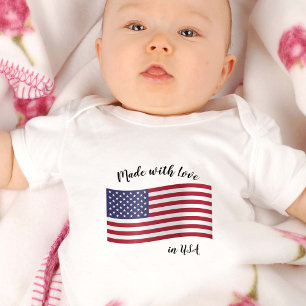 Body Para Bebé Hecho con amor en Estados Unidos / Bandera estadou