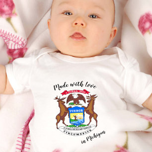 Body Para Bebé Hecho con amor en Michigan / bandera, Estados Unid