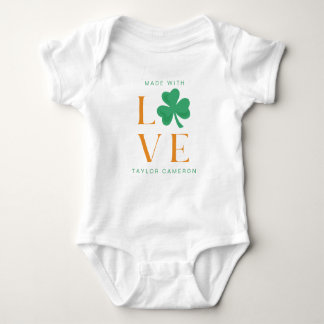 Body Para Bebé Hecho con amor Shamrock irlandés Verde y Naranja