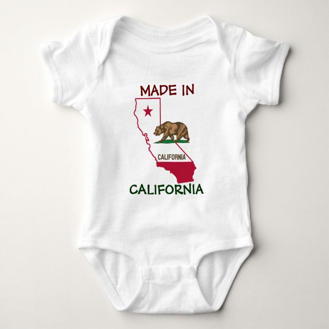Body Para Bebé Hecho en California - Silhouette y Bandera (Anverso)