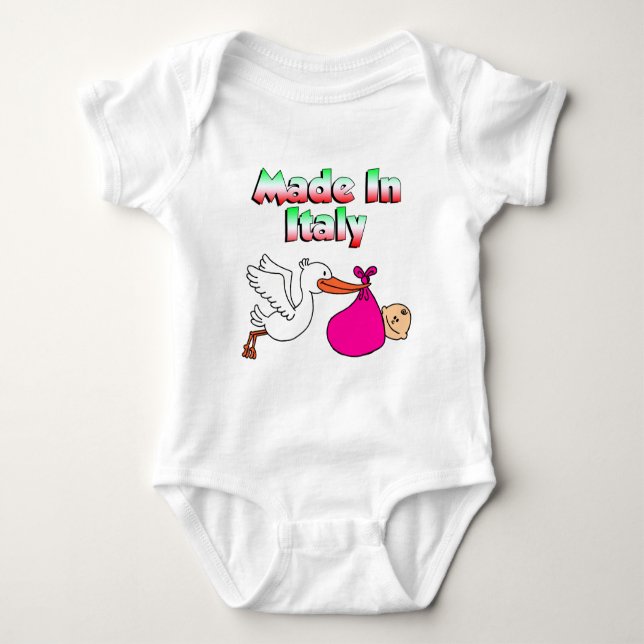 Body Para Bebé Hecho En Italia, Pink Stork (Anverso)