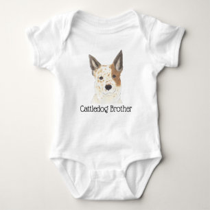 Body Para Bebé Heeler de Cattledog Blanco Rojo Personalizable