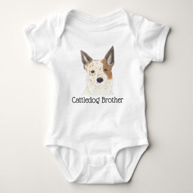 Body Para Bebé Heeler de Cattledog Blanco Rojo Personalizable (Anverso)