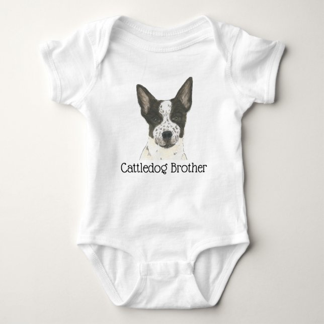 Body Para Bebé Heeler de Cattledog Negro y Blanco personalizable (Anverso)