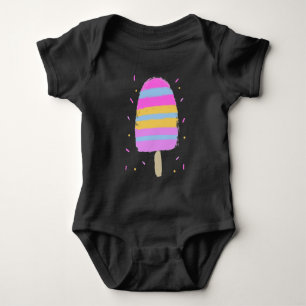 Body Para Bebé Helado Colorido Rosa Dibujado a Mano Negro