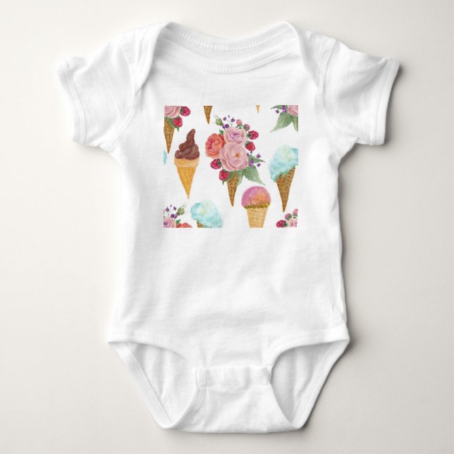 Body Para Bebé Helados, frambuesas: acuarela. (Anverso)