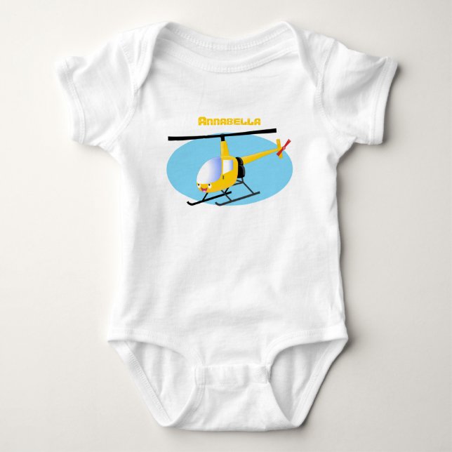 Body Para Bebé Helicóptero de personalizado alegre amarillo lindo (Anverso)