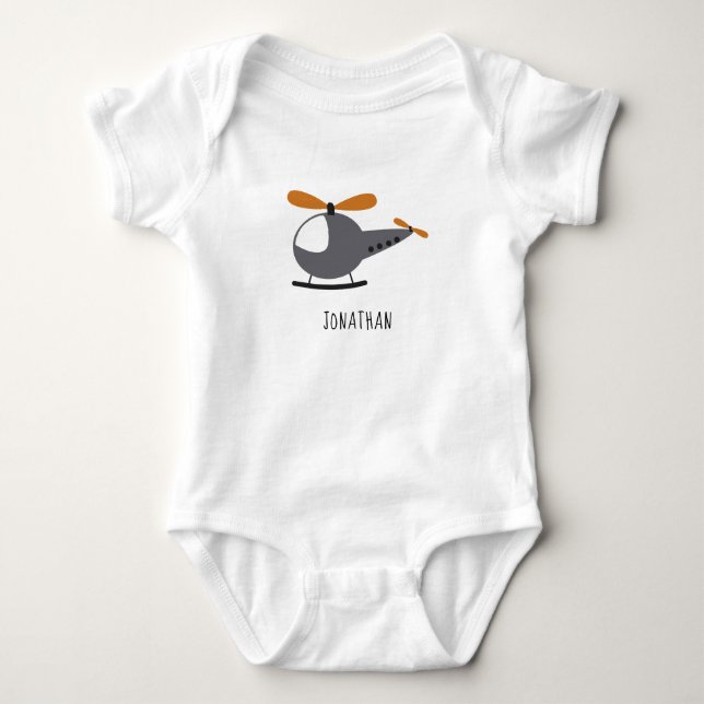 Body Para Bebé Helicóptero Personalizado Cutto y nombre de niño A (Anverso)