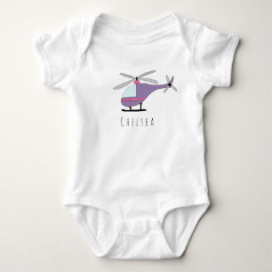 Body Para Bebé Helicóptero Purple del Chica personalizado con nom