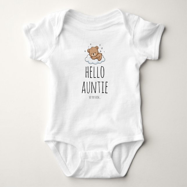 Body Para Bebé Hello Auntie Pregnancy Announcement for Aunt (Anverso)