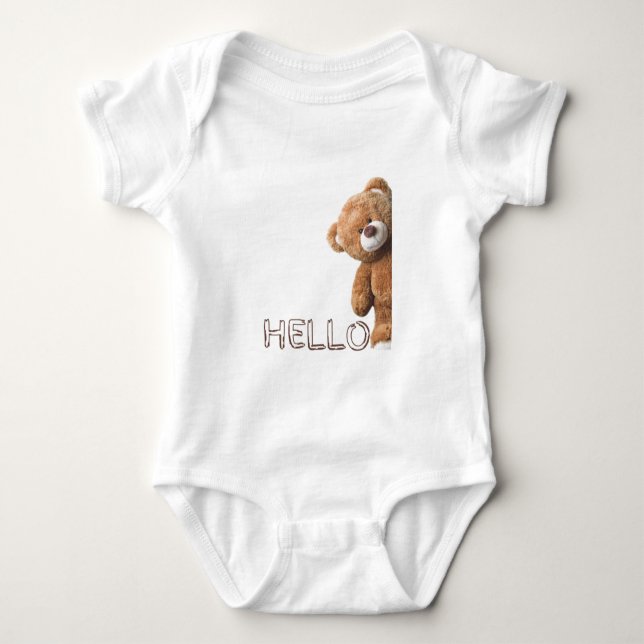 Body Para Bebé Hello Cute Brown Teddy Bear     (Anverso)