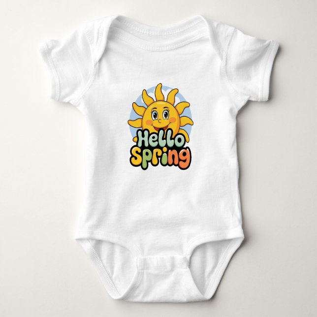 Body Para Bebé Hello Spring : Soleil Souriant et Ciel Bleu (Anverso)