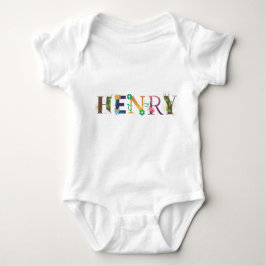 Body Para Bebé HENRY Name Art con flores bordadas