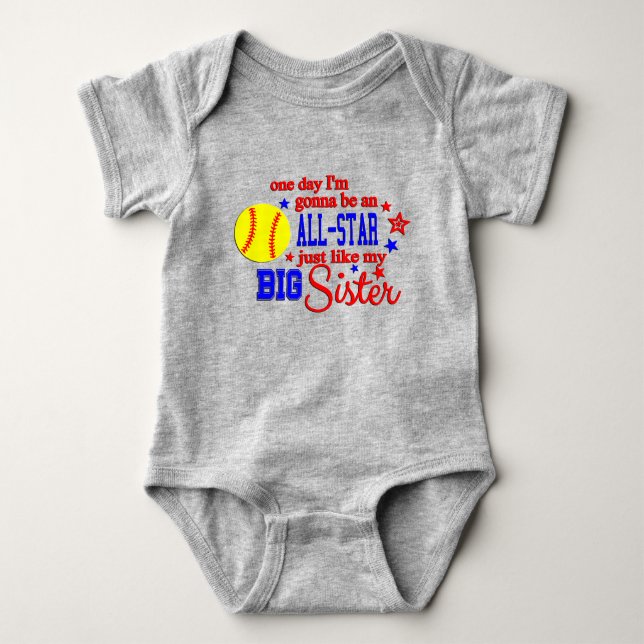 Body Para Bebé Hermana de Softball (Anverso)