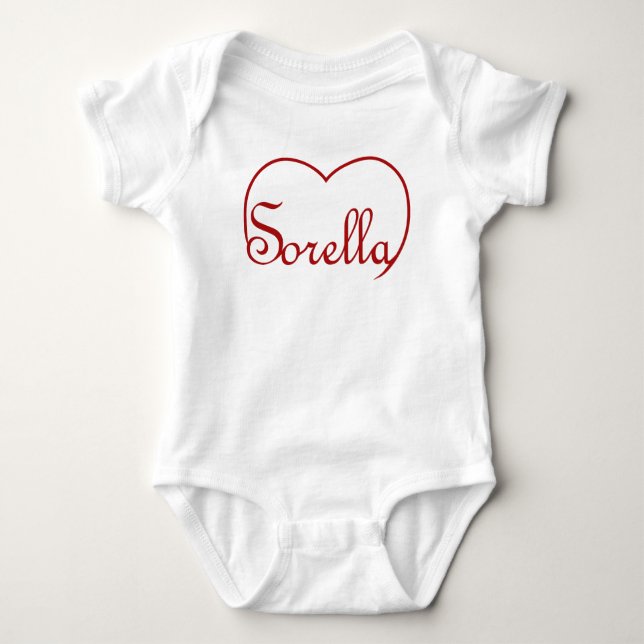 Body Para Bebé Hermana italiana Sorella corazón Rojo (Anverso)