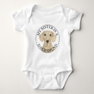 Body Para Bebé Hermana Mayor Dachshund Crema Liso