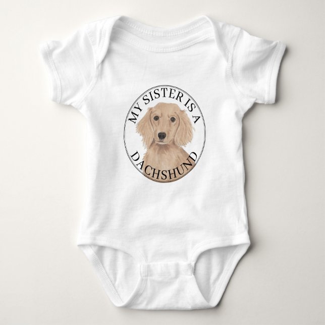 Body Para Bebé Hermana Mayor Perro Dachshund Rojo Inglés (Anverso)