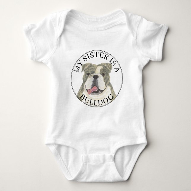 Body Para Bebé Hermandad Grande del Bulldog Inglés Brindle & Whit (Anverso)