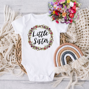 Body Para Bebé Hermanita Corona de Flores Violeta