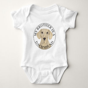 Body Para Bebé Hermano mayor perro dachshund crema liso