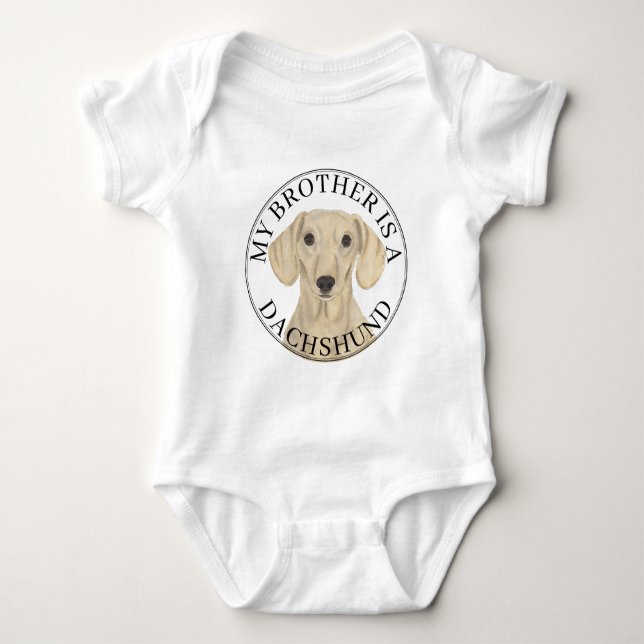Body Para Bebé Hermano mayor perro dachshund crema liso (Anverso)