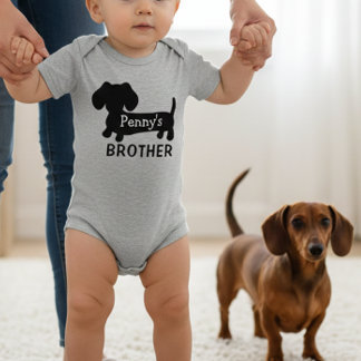 Body Para Bebé Hermano menor de Dachshund personalizado con nombr