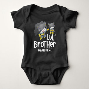 Body Para Bebé Hermano Menor Gato Superhéroe Nombre Personalizado