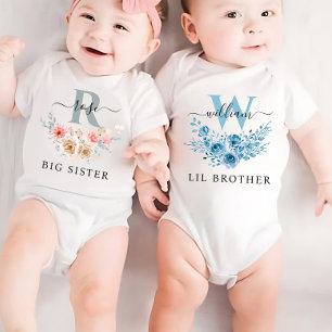 Body Para Bebé Hermano Pequeño con Monograma Coincidente