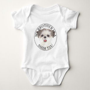 Body Para Bebé Hermano shih tzu marrón y blanco