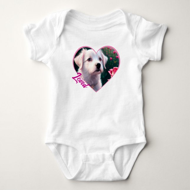 Body Para Bebé Hermosa Colección De Perros Y Rosas (Anverso)