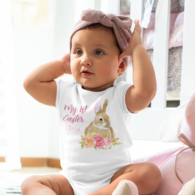 Body Para Bebé Hermosa Personalizado rosa de mi primer conejito d (Subido por el creador)