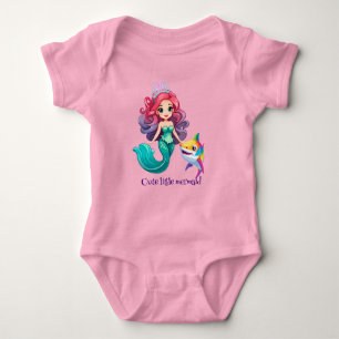 Body Para Bebé Hermosa princesa de sirena de tiburón arco iris ni