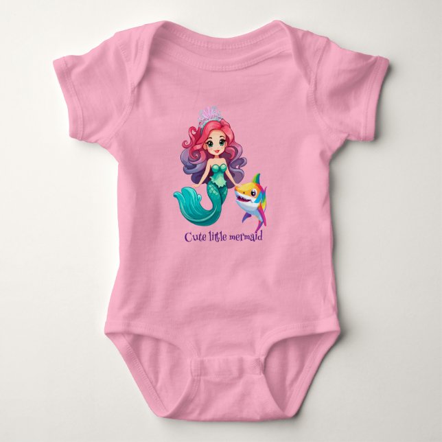 Body Para Bebé Hermosa princesa de sirena de tiburón arco iris ni (Anverso)