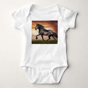 Body Para Bebé Hermoso caballo negro