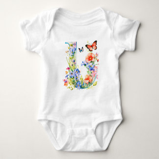 Body Para Bebé Hermoso Monograma de Mariposa de Flor Silvestre