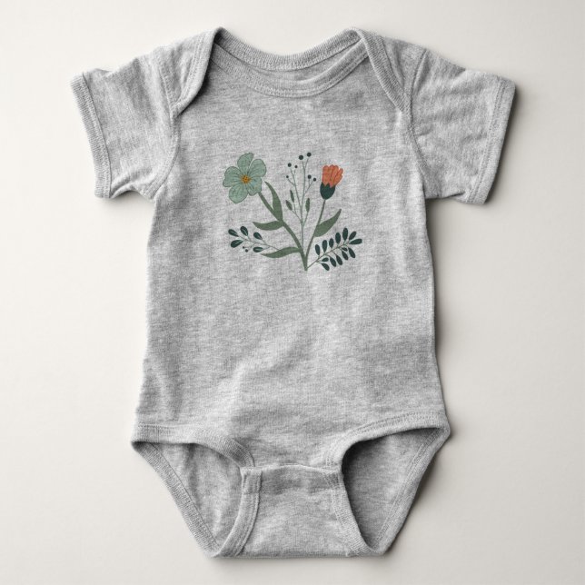 Body Para Bebé Hermoso Motif Botánico Floral (Anverso)