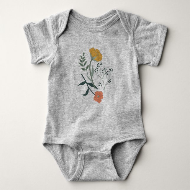 Body Para Bebé Hermoso Motif Botánico Floral (Anverso)