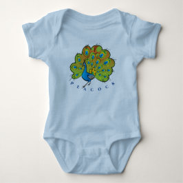 Body Para Bebé Hermoso pavo real naranja amarillo azul verde