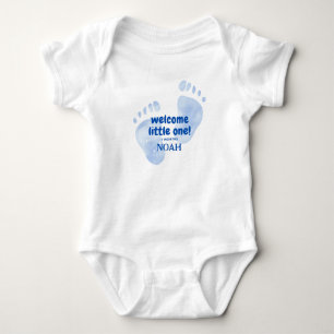Body Para Bebé Hermosos Pies de Bebé Azules Bienvenido Pequeño Cu