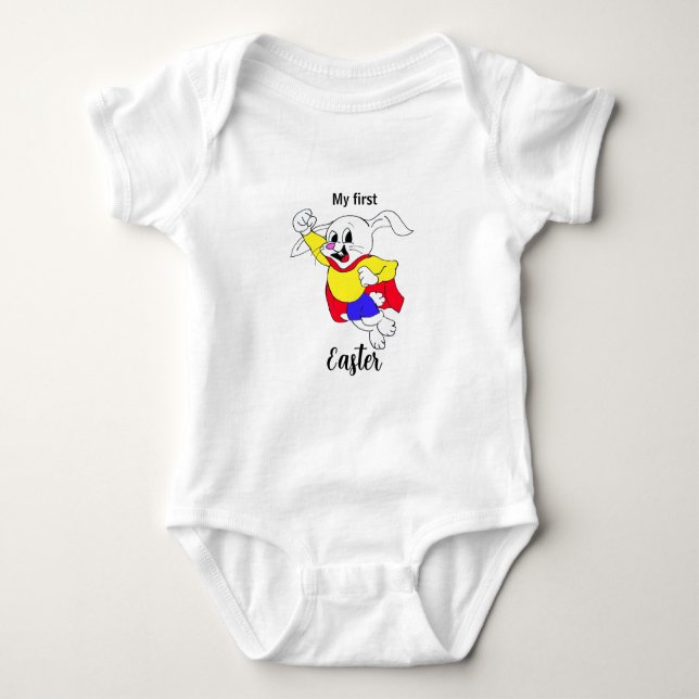 Body Para Bebé Héroe de conejo de pascua: Baby Bodysuit (Anverso)