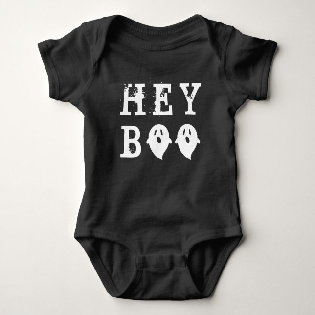 Body Para Bebé Hey Boo lindo Fantasma Halloween (Anverso)