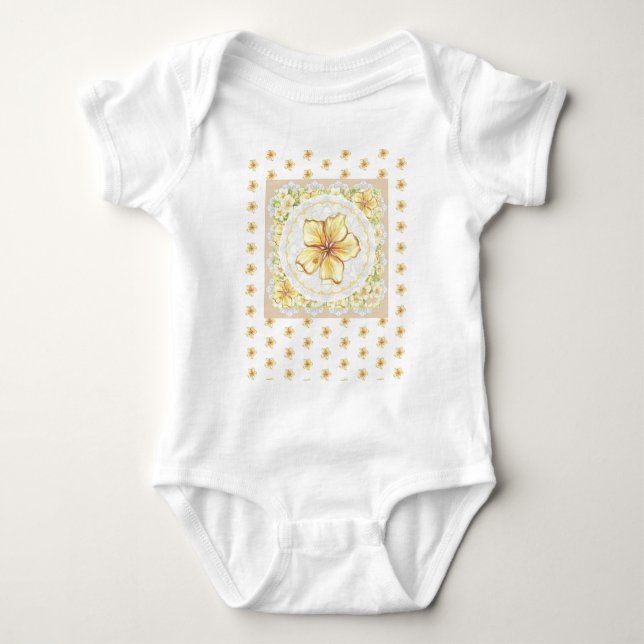 Body Para Bebé Hibiscus & lace YELLOW (Anverso)